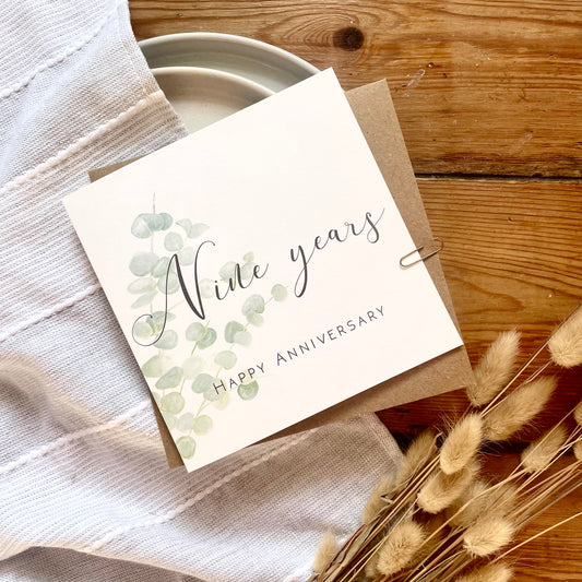 Eucalyptus  9th Anniversary Card