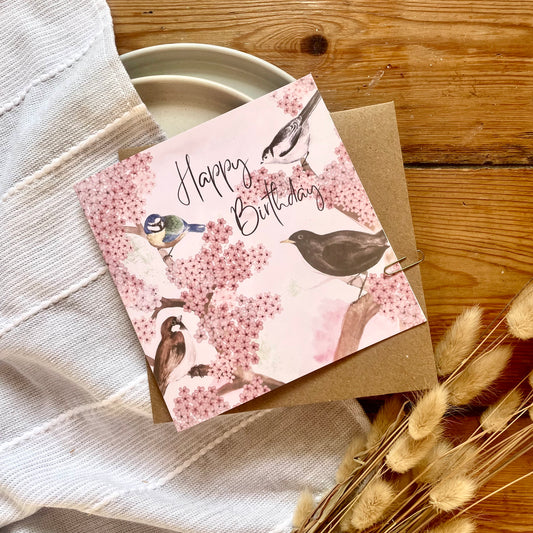 Birthday Card - Garden Birds