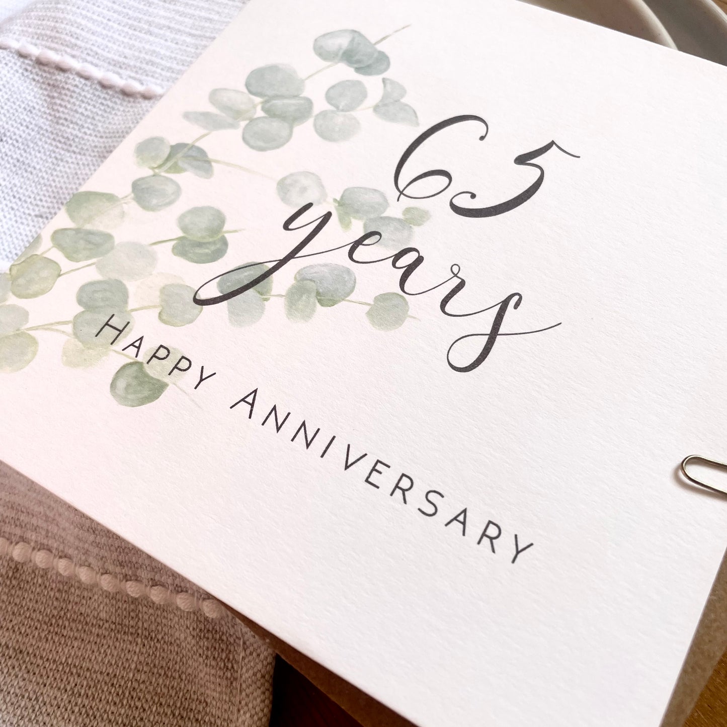 Eucalyptus 65th Anniversary Card