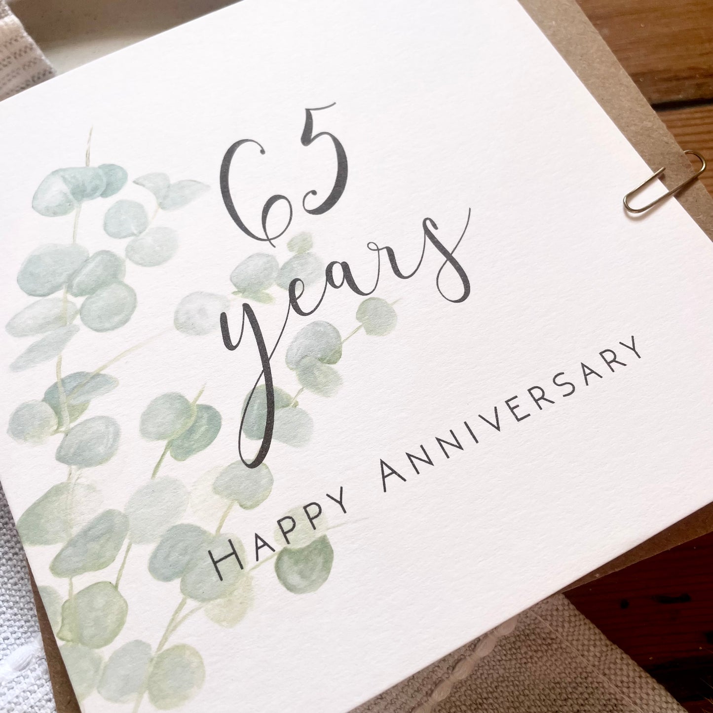Eucalyptus 65th Anniversary Card