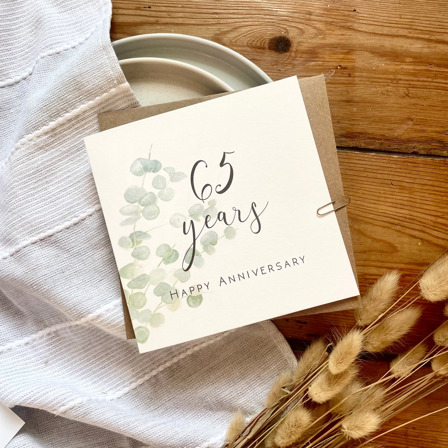 Eucalyptus 65th Anniversary Card