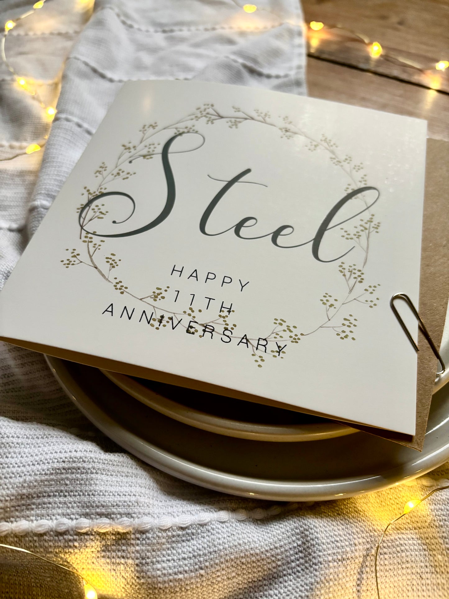 Wreath 11th 'Steel' Anniversary Card