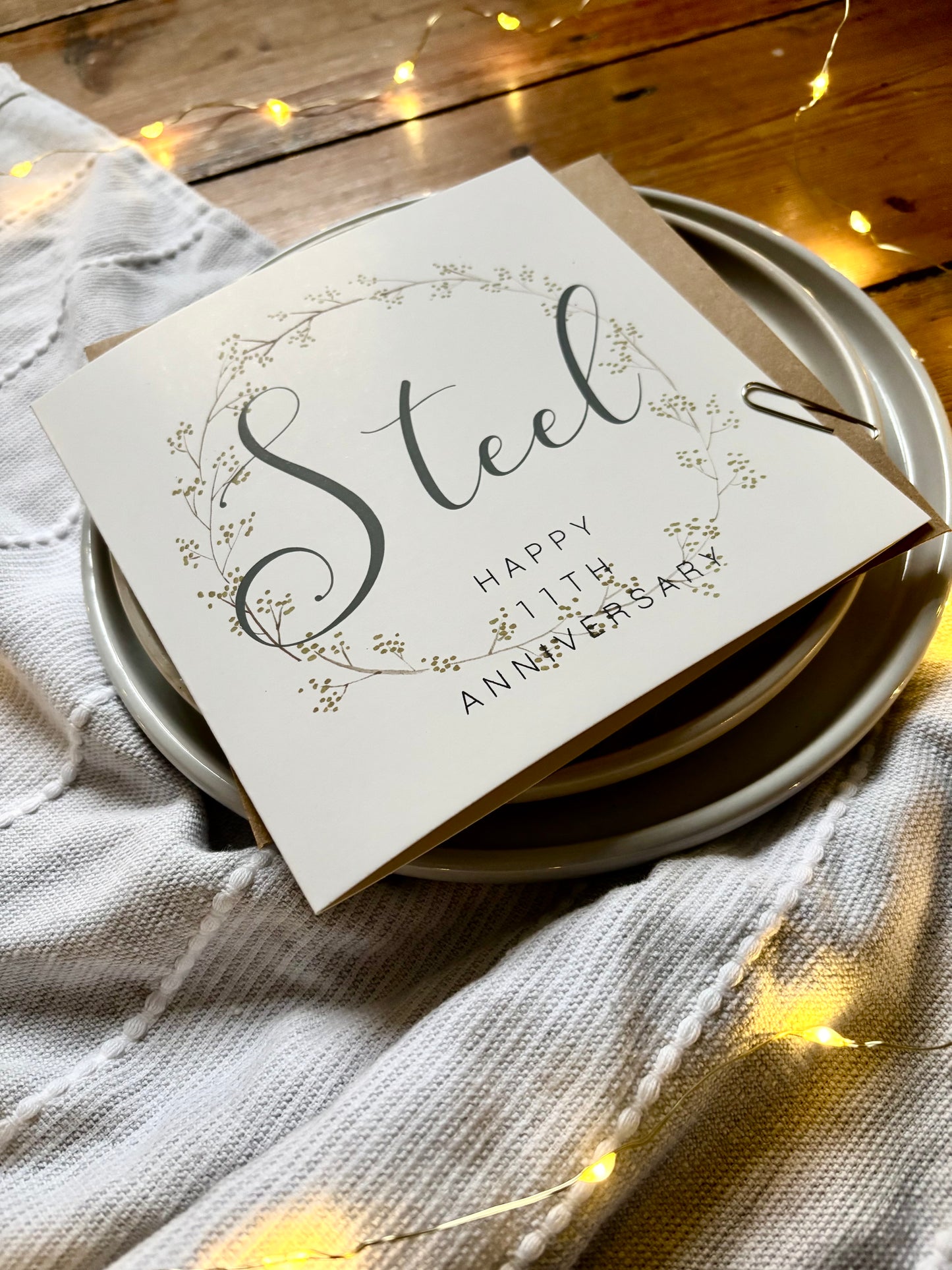 Wreath 11th 'Steel' Anniversary Card