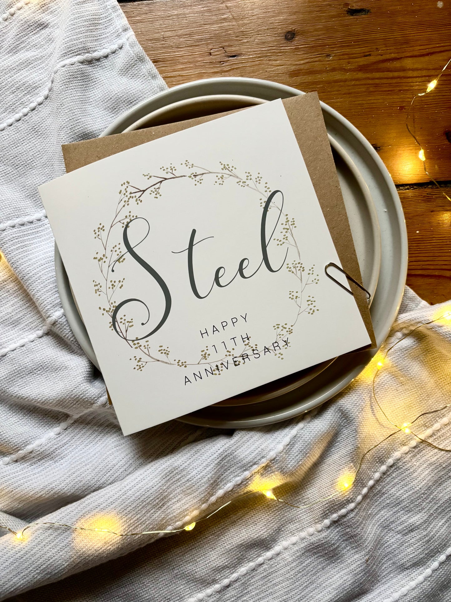 Wreath 11th 'Steel' Anniversary Card