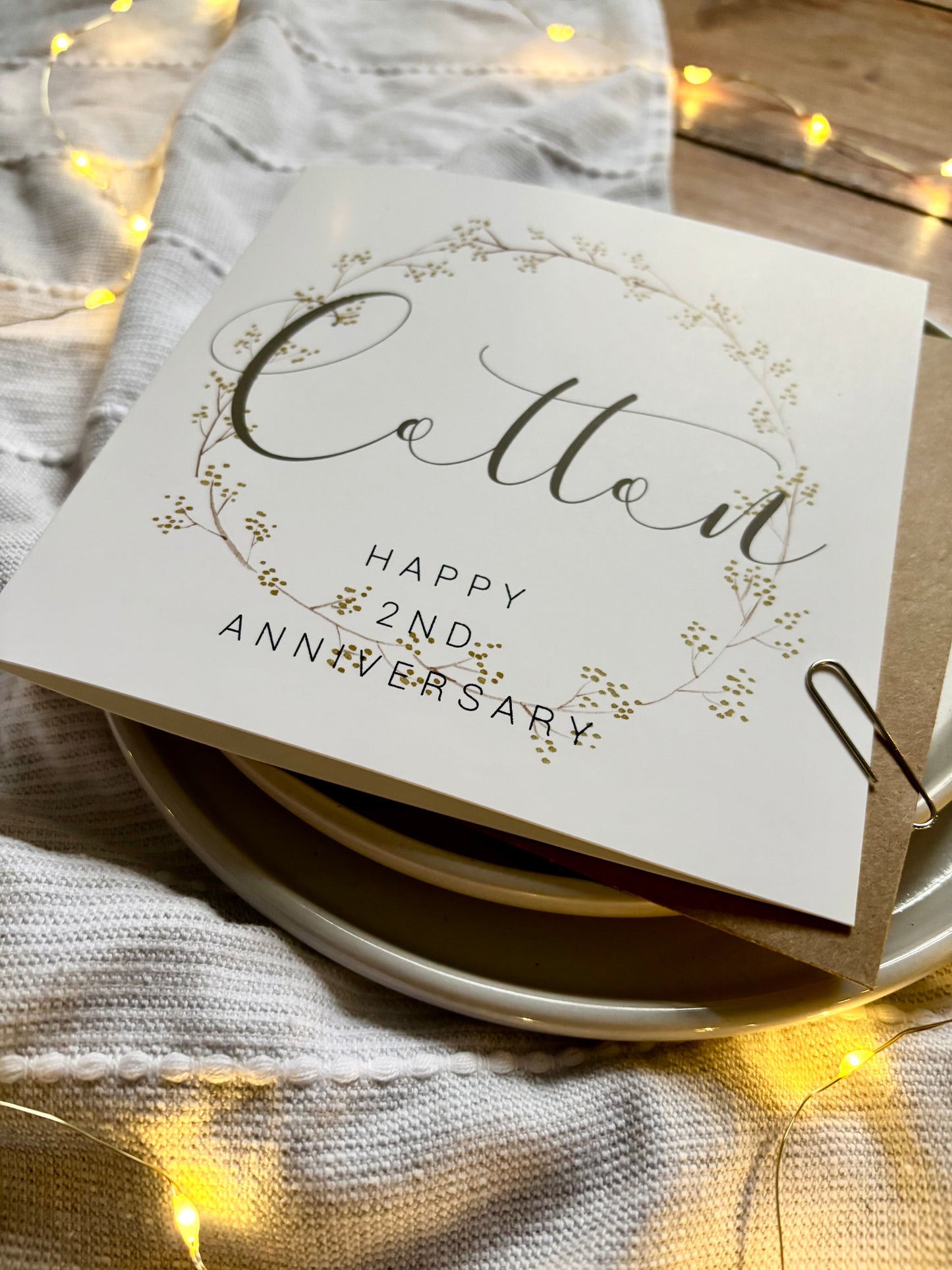 Wreath 2nd Cotton Anniversary Card