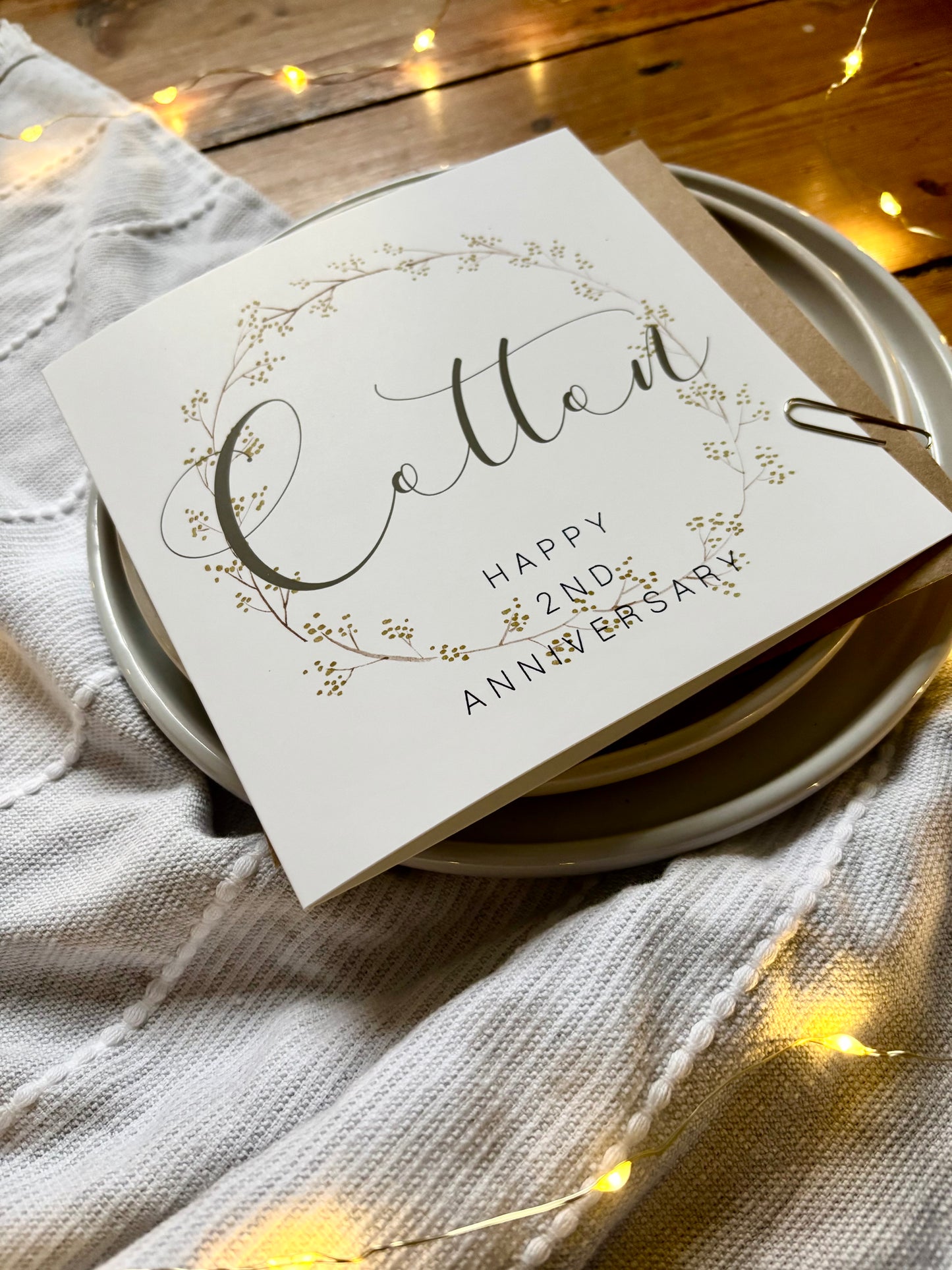 Wreath 2nd Cotton Anniversary Card