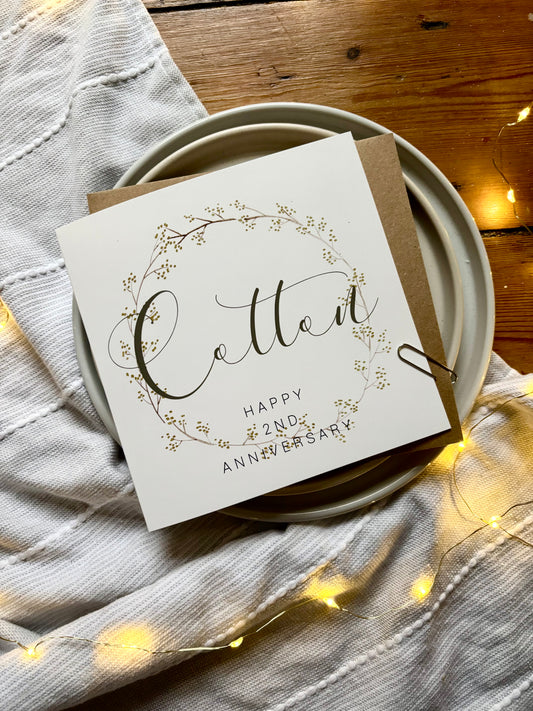 Wreath  2nd 'Cotton' Anniversary Card