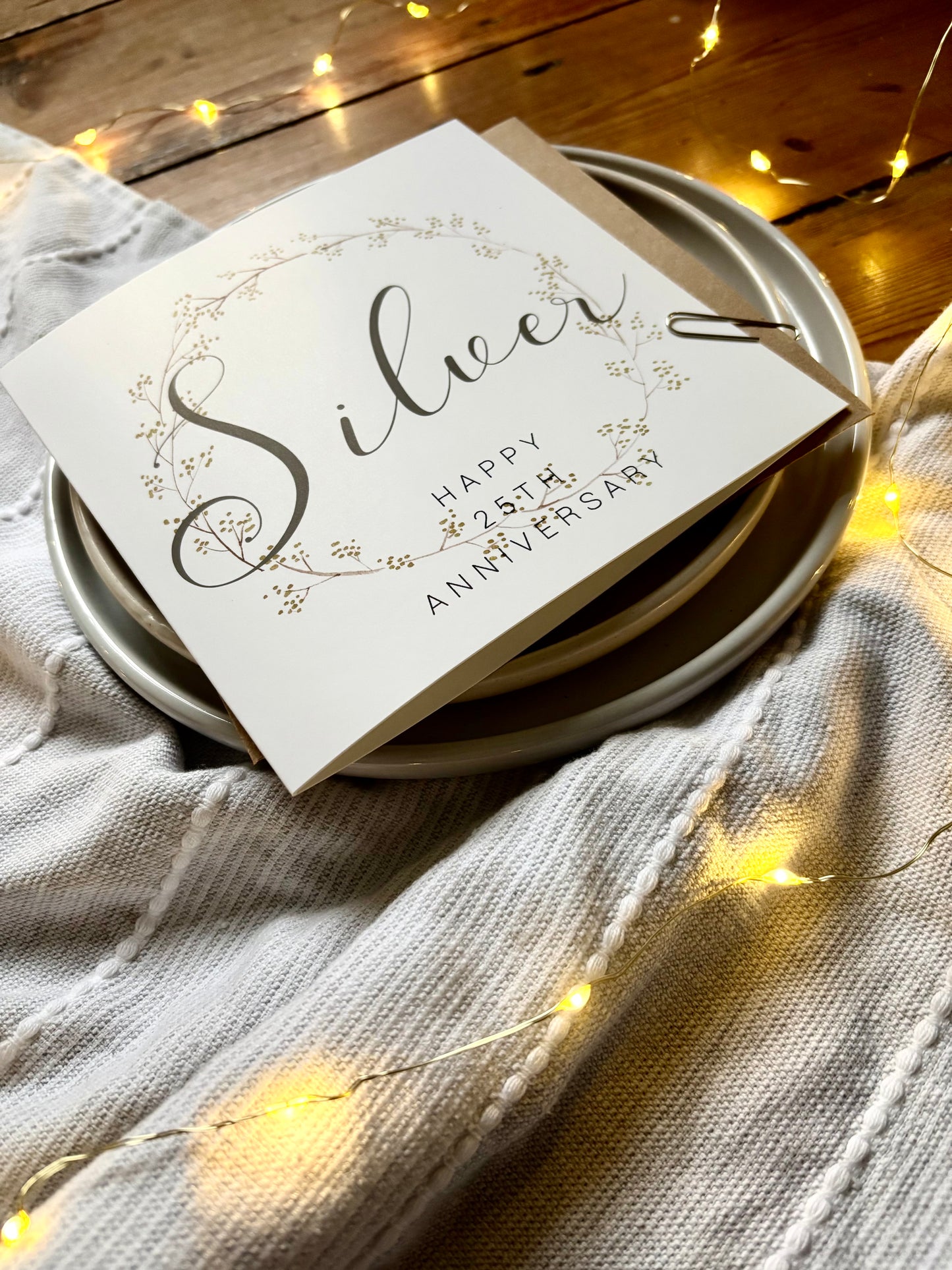 Wreath 25th 'Silver' Anniversary Card