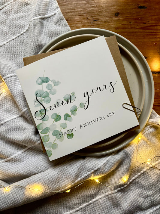 Eucalyptus  7th Anniversary Card