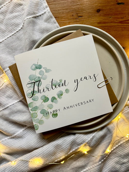 Eucalyptus 13th Anniversary Card