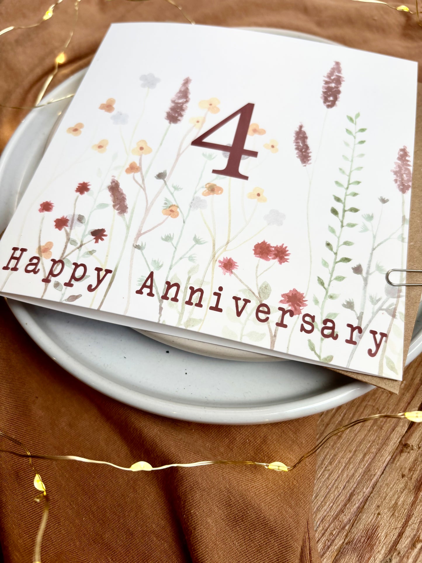 Wildflower 4th Linen Anniversary Card