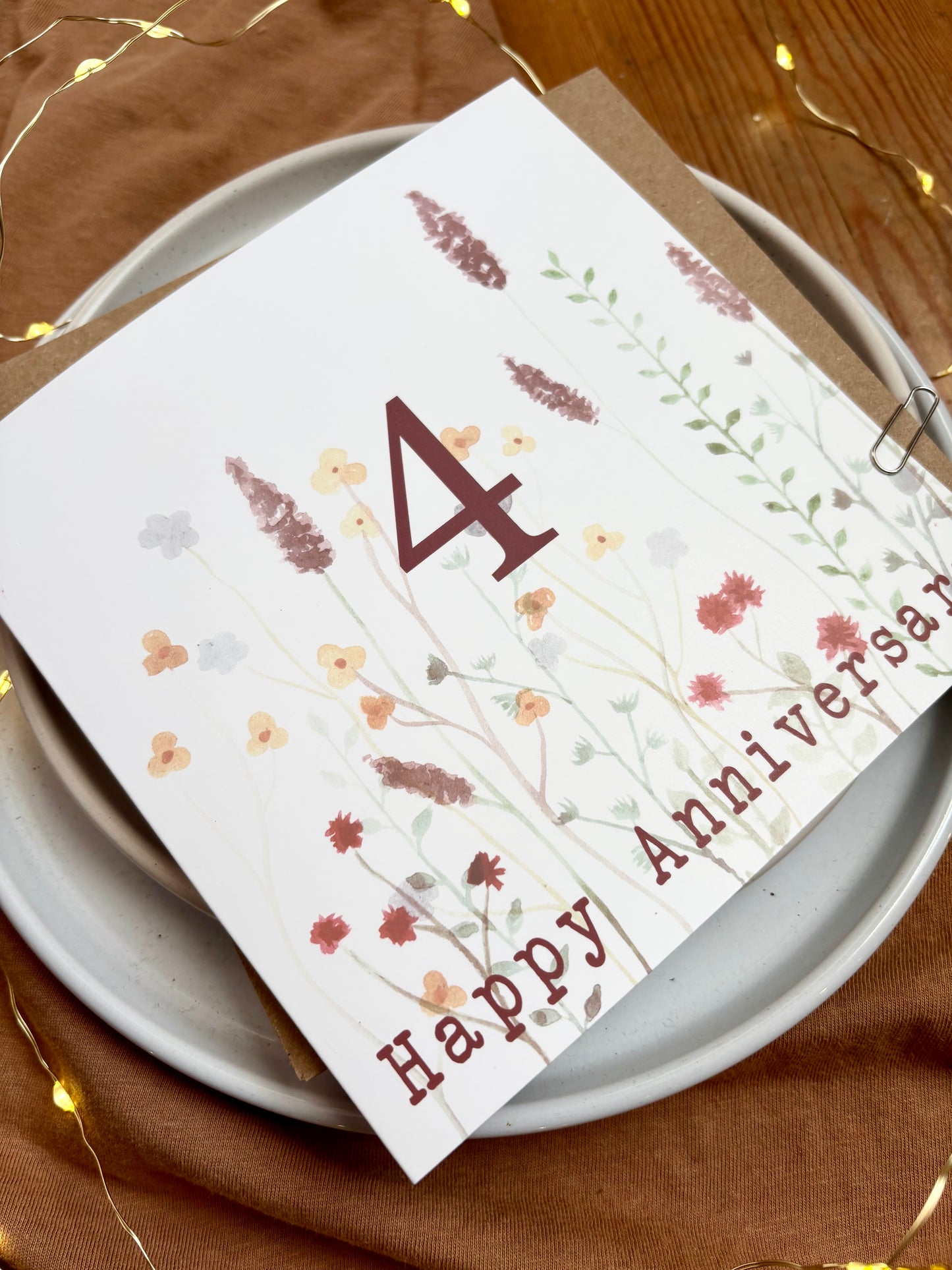 Wildflower 4th Linen Anniversary Card