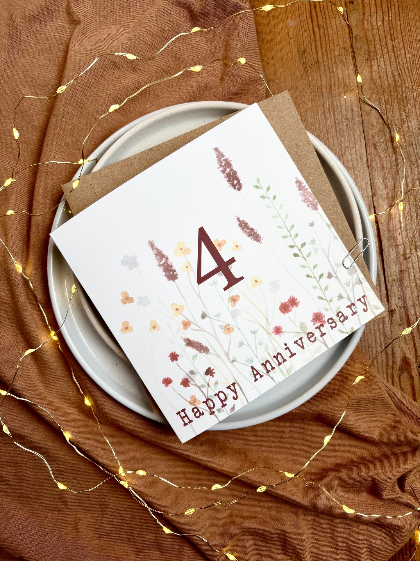 Wildflower 4th Linen Anniversary Card