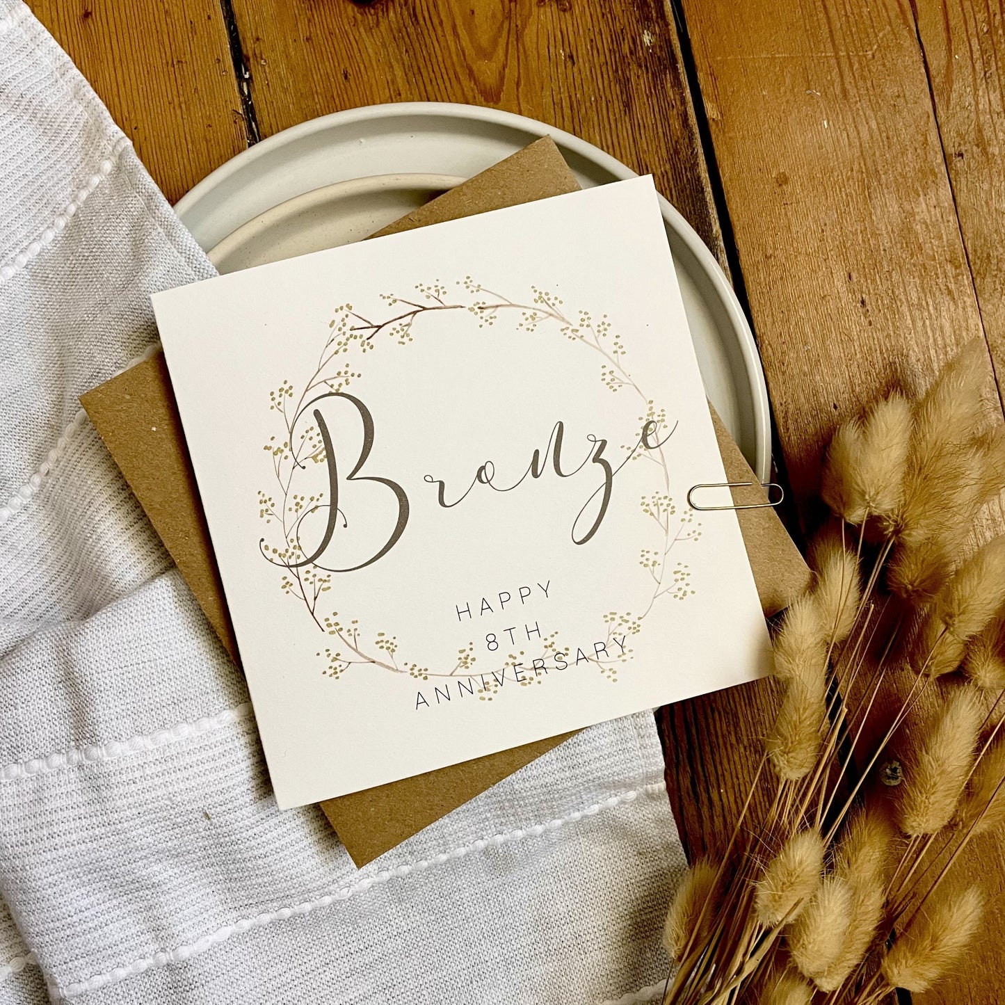 Wreath  8th 'Bronze' Anniversary Card