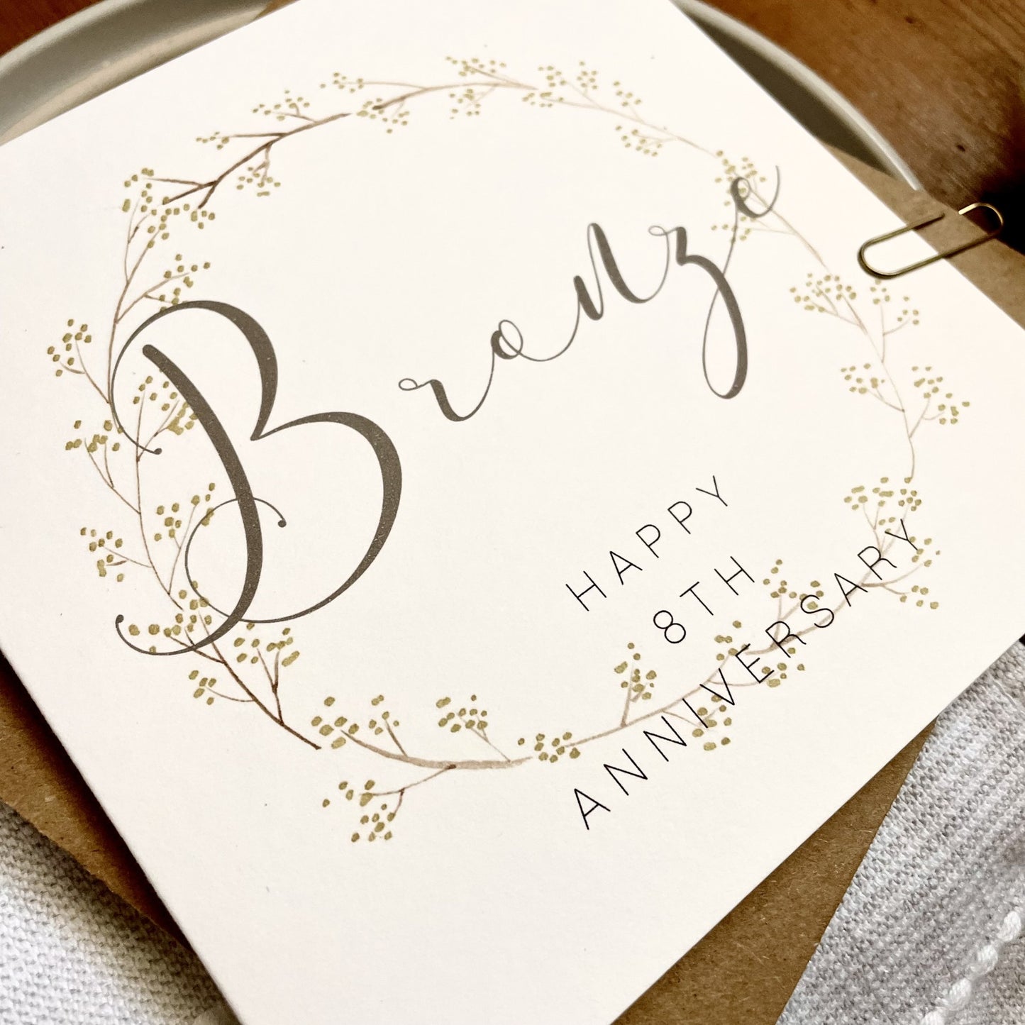 Wreath  8th 'Bronze' Anniversary Card