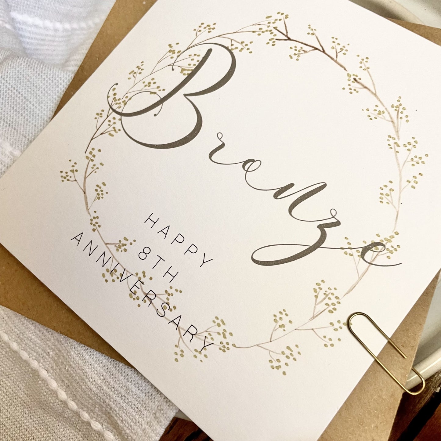 Wreath  8th 'Bronze' Anniversary Card