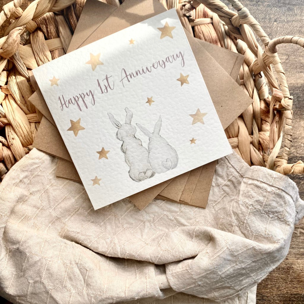 Bunny 1st Anniversary Card