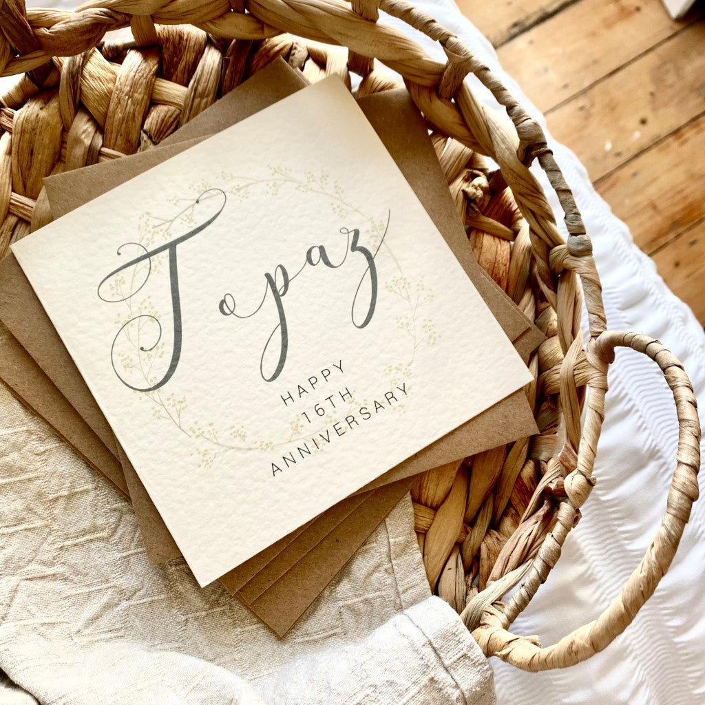 Wreath 16th 'Topaz' Anniversary Card