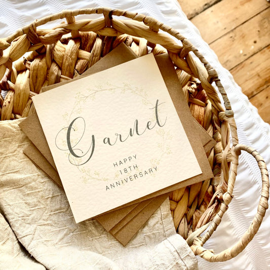 Wreath 18th 'Garnet' Anniversary Card