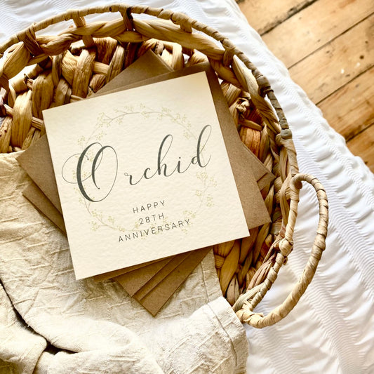 Wreath 28th 'Orchid' Anniversary Card