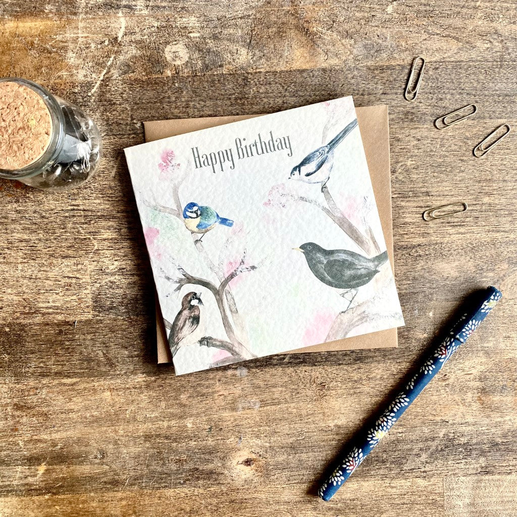 Birthday Card - Garden Birds