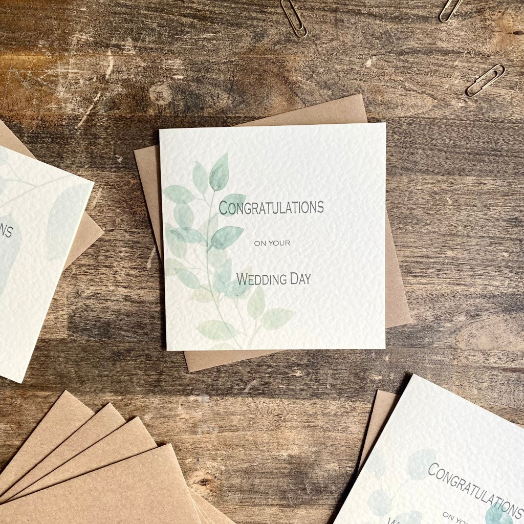 Wedding Day Card - Leaves